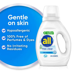 all Free Clear Liquid Laundry Detergent, 30 oz, 24 Loads