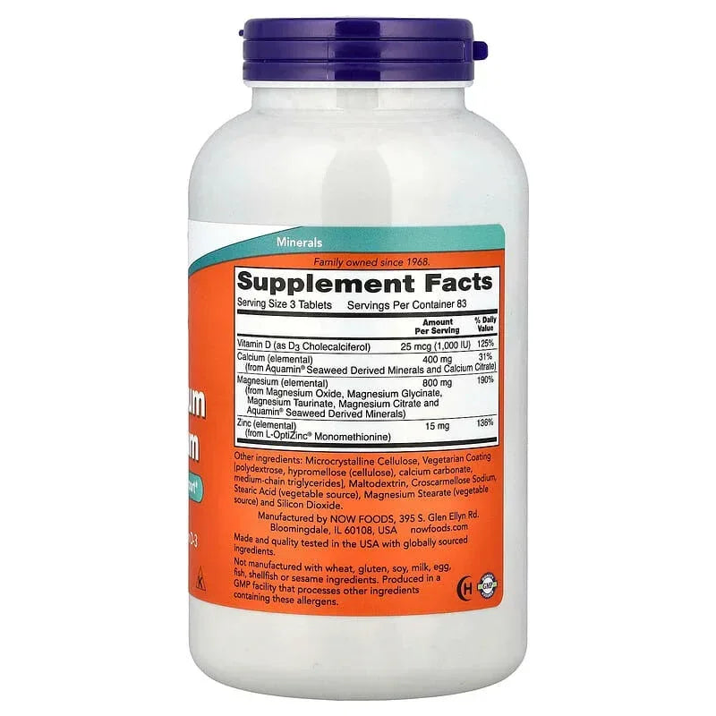NOW Foods, Magnesium & Calcium With Zinc and Vitamin D-3, Tablets