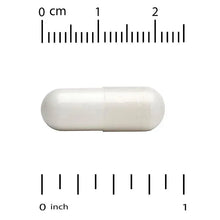 Magnesium bisglycinate veggie capsule shown with measurement ruler