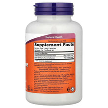 NOW Foods supplement facts label on bottle back with serving size and ingredient amounts