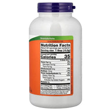 Nutrition facts label on supplement bottle with wheat grass powder