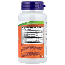Chlorophyll supplement bottle back label with Supplement Facts panel