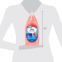Pink Ultra dish liquid bottle with size guide marked 10 in