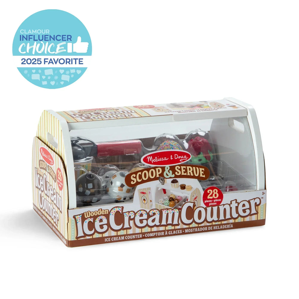 Melissa & Doug Wooden Scoop and Serve Ice Cream Counter With Play Food and Accessories (28 Pcs) - USA MEGA SHOP