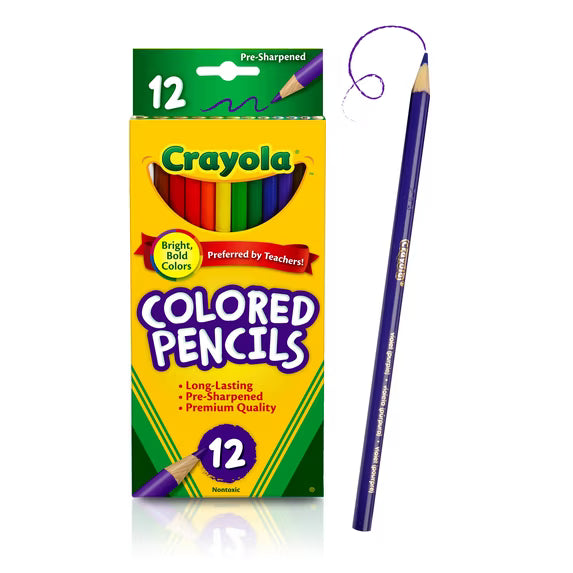 Crayola Colored Pencil Set, 12 Ct, Back to School Supplies for Kids, Classroom Supplies, Teacher Gift