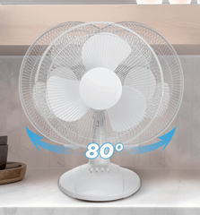 Mainstays 12-Inch Table Fan with Adjustable 3-Speed Settings and Oscillation, White, FT30-8MBWV