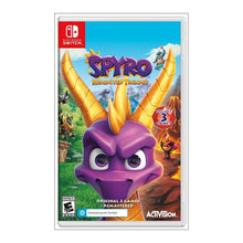 Nintendo Switch game case showing purple dragon with gold horns, includes 3 games badge