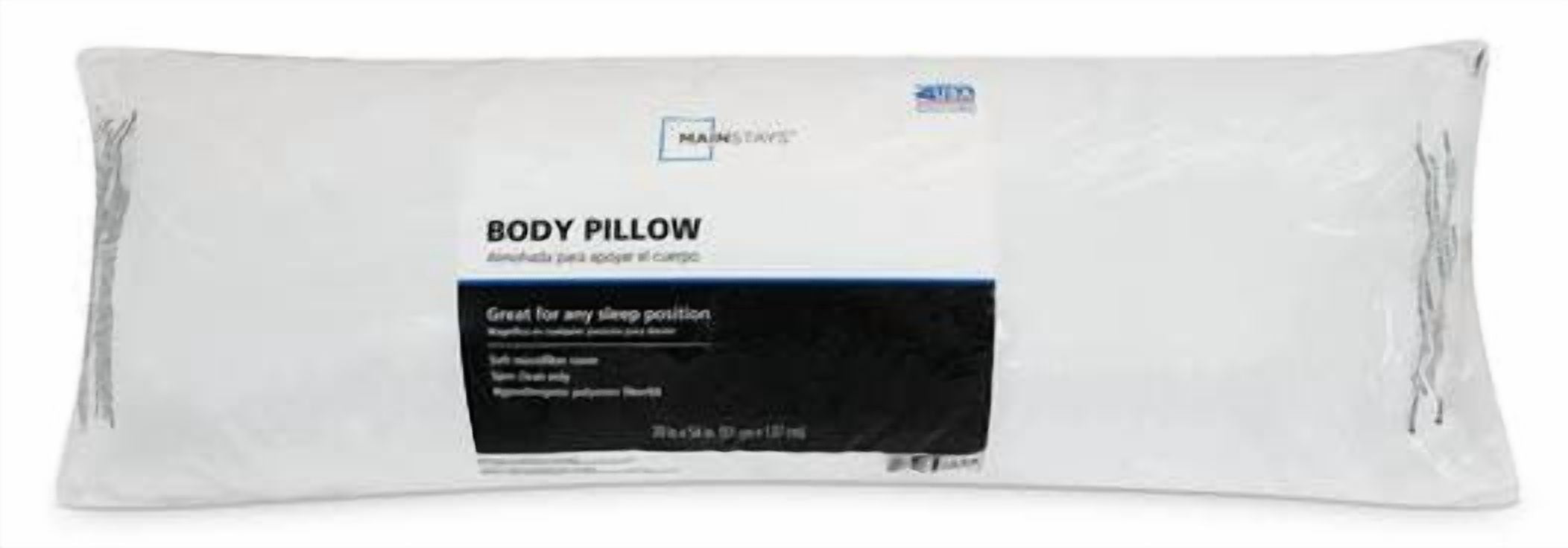 Mainstays Body Pillow - 20"x 54", White, Microfiber, Hypoallergenic