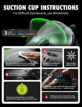 Suction cup instructions graphic with 3-layer NanoGel label and green mounting illustration