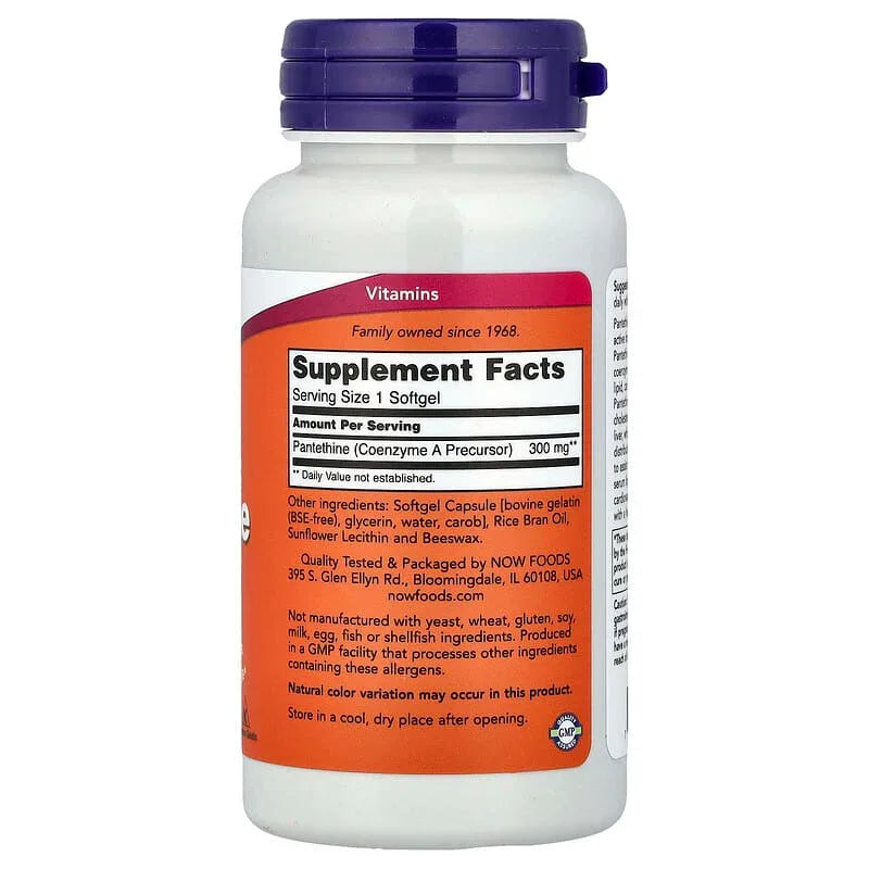 NOW Foods, Pantethine, 300 mg, Softgels