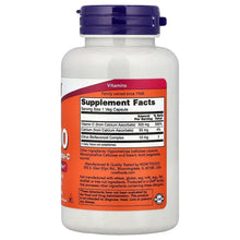 NOW C-500 supplement bottle back label showing Supplement Facts table and amounts