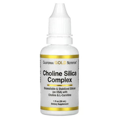 California Gold Nutrition, Choline Silica Complex, Bioavailable & Stabilized Silicon with Choline & L-Carnitine, 1 fl oz (30 ml)