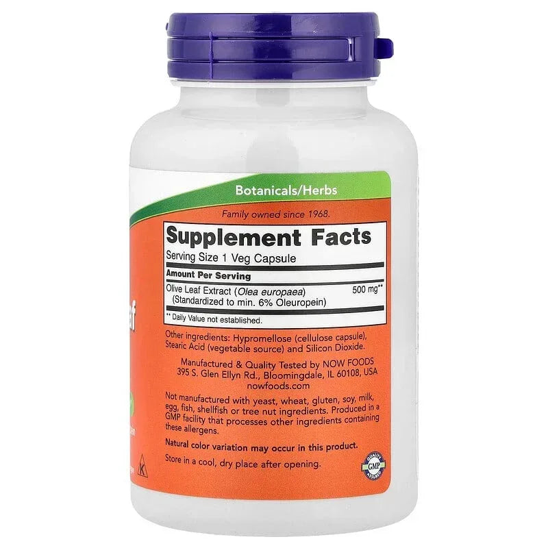NOW Foods, Olive Leaf Extract, 500 mg, Veg Capsules