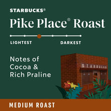 Coffee bag front label: Pike Place Roast notes of cocoa and praline, medium roast