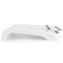 White foldable drying rack with raised peg posts, shown from the side