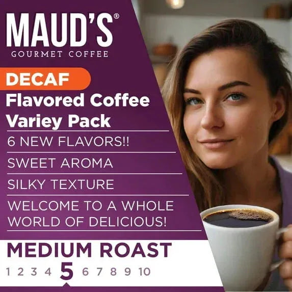 Maud's Flavored Decaf Coffee Pods Variety Pack, 80 ct,14 Assorted Roasts & Flavors, Decaf Medium Roast Coffee in Recyclable Single Serve Pods - 100% Arabica Coffee, Compatible with Keurig K Cups Make - USA MEGA SHOP