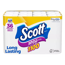 Scott toilet paper 36-roll pack with 1100 sheets per roll, wrapped white rolls