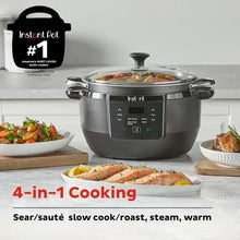 Stainless steel 7.5 qt multi-cooker slow cooker with glass lid and side handles