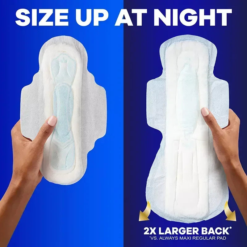 Always Maxi Feminine Pads with Wings for Women, Size 2, Long Super Absorbency, Unscented, 90 ct.
