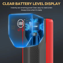 Jump starter with clear battery level screen and illuminated power indicator