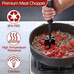 XMMSWDLA Kitchen Meat Chopper for Ground Beef and Ground Beef Smasher - Durable Hamburger Chopper, Non-Scratch Meat Masher - Versatile Ground Meat Chopper and Meat Masher Ground Beef (Black)