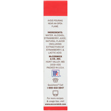 Strawberry extract box ingredients panel with water, strawberry, and lactic acid