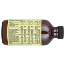 Kids multivitamin bottle with nutrition facts label and black cap