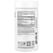 Liposomal vitamin C+ supplement bottle back label with supplement facts and barcode