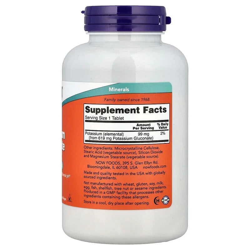 NOW Foods, Potassium Gluconate, 99 mg, Tablets