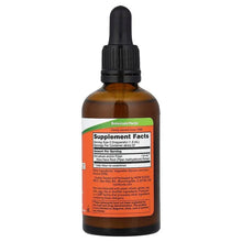 NOW Kava Kava Extract bottle with dropper, Supplement Facts panel on back