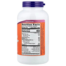 NOW Nutritional Yeast Powder bottle back label with Nutrition Facts and calories panel
