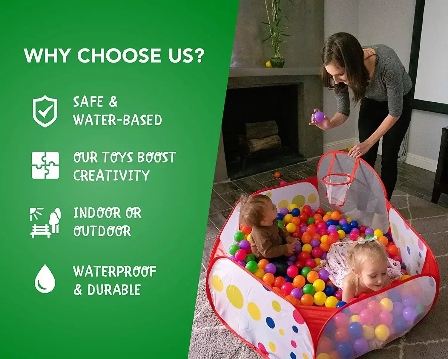 Foxprint Portable Basketball Ball Pit for Toddlers, 47.2" x 23.6" x 29.1" - USA MEGA SHOP