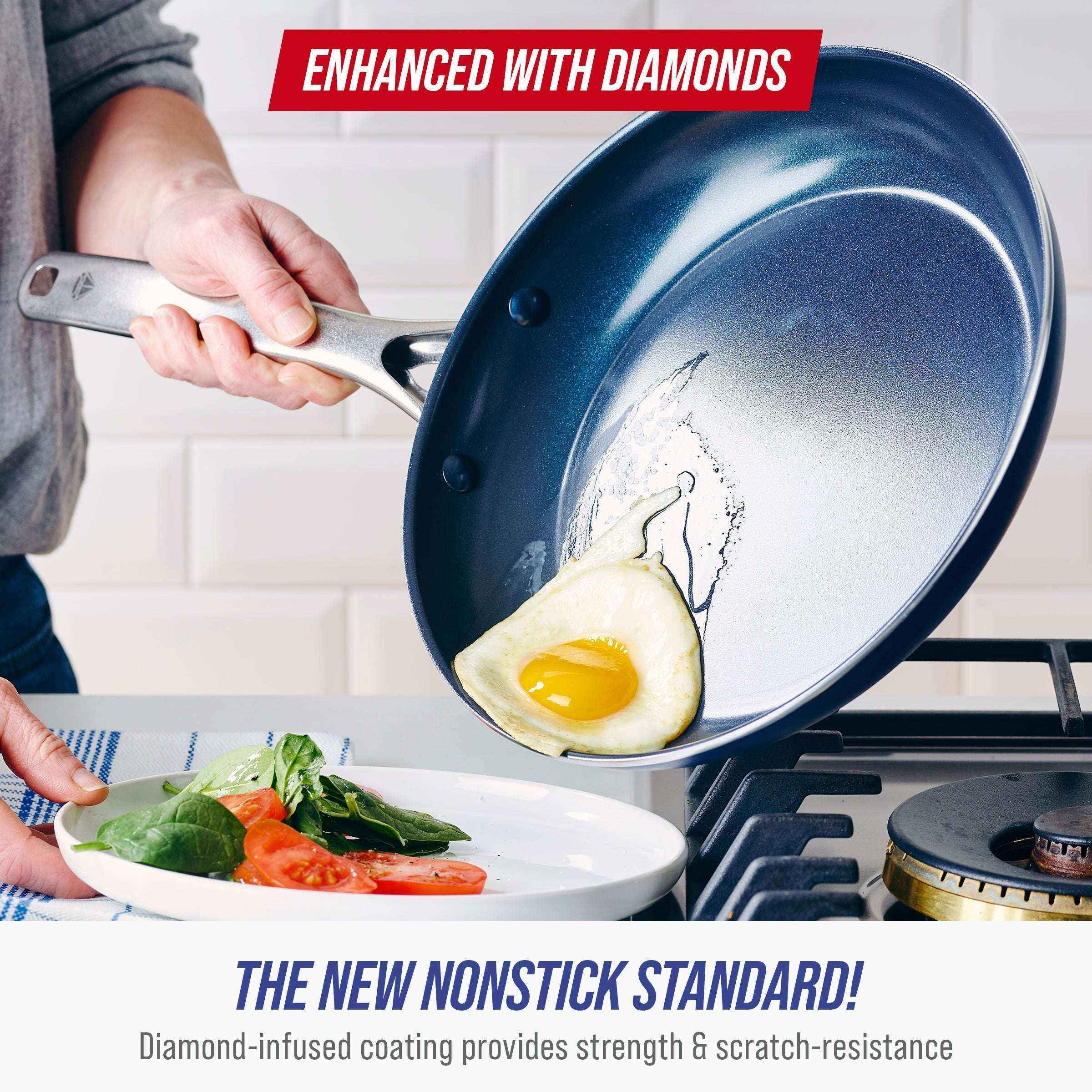 Blue Diamond 12-Piece Ceramic Nonstick Cookware Set – Toxin-Free, Dishwasher Safe, Oven Safe, Nonstick