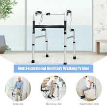 Walking frame walker with arm supports and black non-slip feet, silver aluminum body.