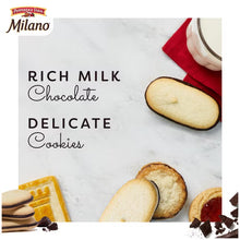 Milano rich milk chocolate delicate cookies bag with cookie slice graphic