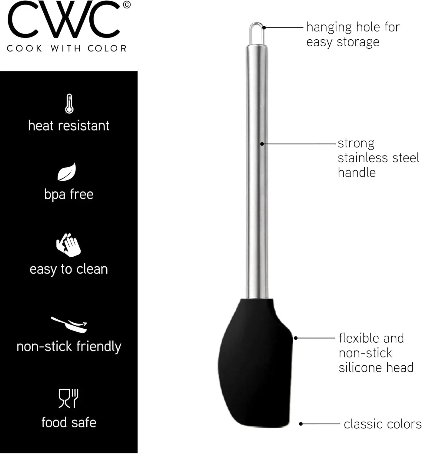 COOK WITH COLOR 10-Pc Cooking Utensils Set Kitchen Gadgets & Essentials, Black