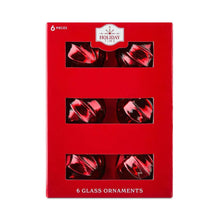 Holiday Time boxed set of 6 red glass ball ornaments