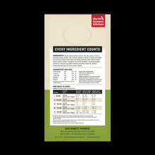 Back panel for Wholemade chicken recipe dehydrated dog food bag with ingredient info