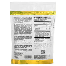 Kombucha powder pouch back panel with Supplement Facts and ingredient text