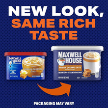 Maxwell House instant beverage mix variety pack with two tubs and packaging text