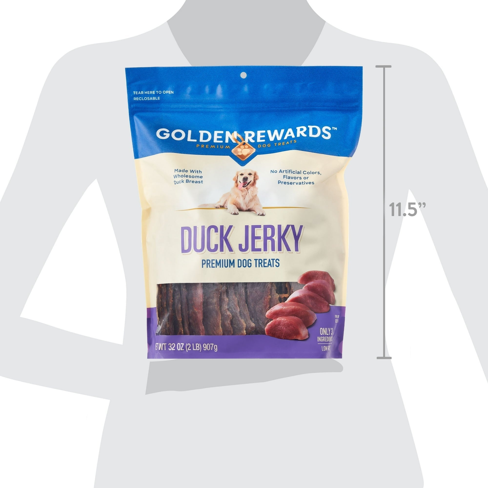 Golden Rewards Duck Jerky Premium Treats for Dogs