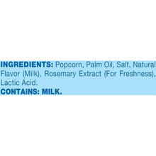 Homestyle butter microwave popcorn ingredients panel with salt and natural flavor