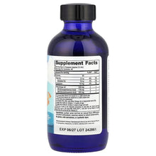Nordic Naturals children’s DHA supplement facts label on blue fish oil bottle, 4 fl oz.