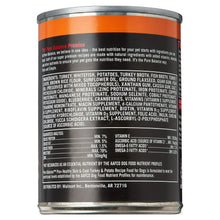 Pure Balance Pro+ wet dog food can back panel with promise and ingredient details