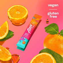 Orange Kiss energy drink mix stick labeled vegan and gluten free