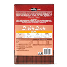 Back of twin pack Bark'n Bac'n original dog treat box with nutritional details