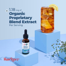 Lymphatic support drops bottle with amber drink jar for serving