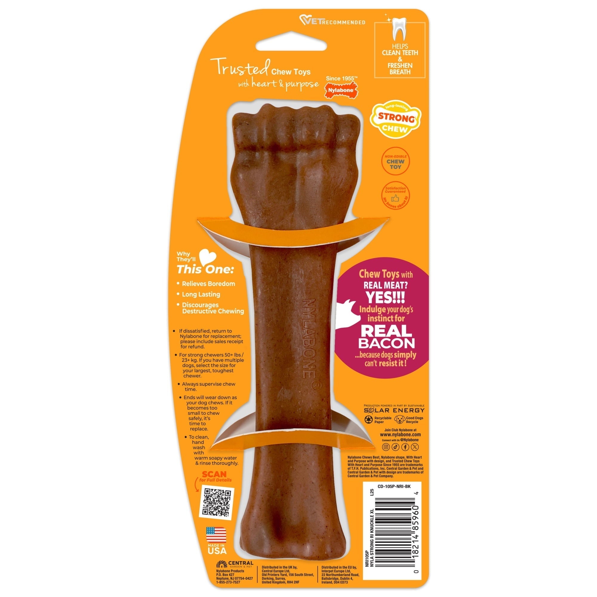 Nylabone Strong Chew Antler Dog Toy, Dog Chew Toy, Made with Real Venison Flavor, Medium, 1 Count
