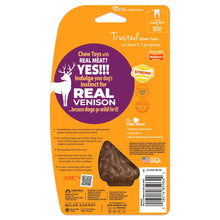 Back of Nylabone venison antler dog chew toy package with product details