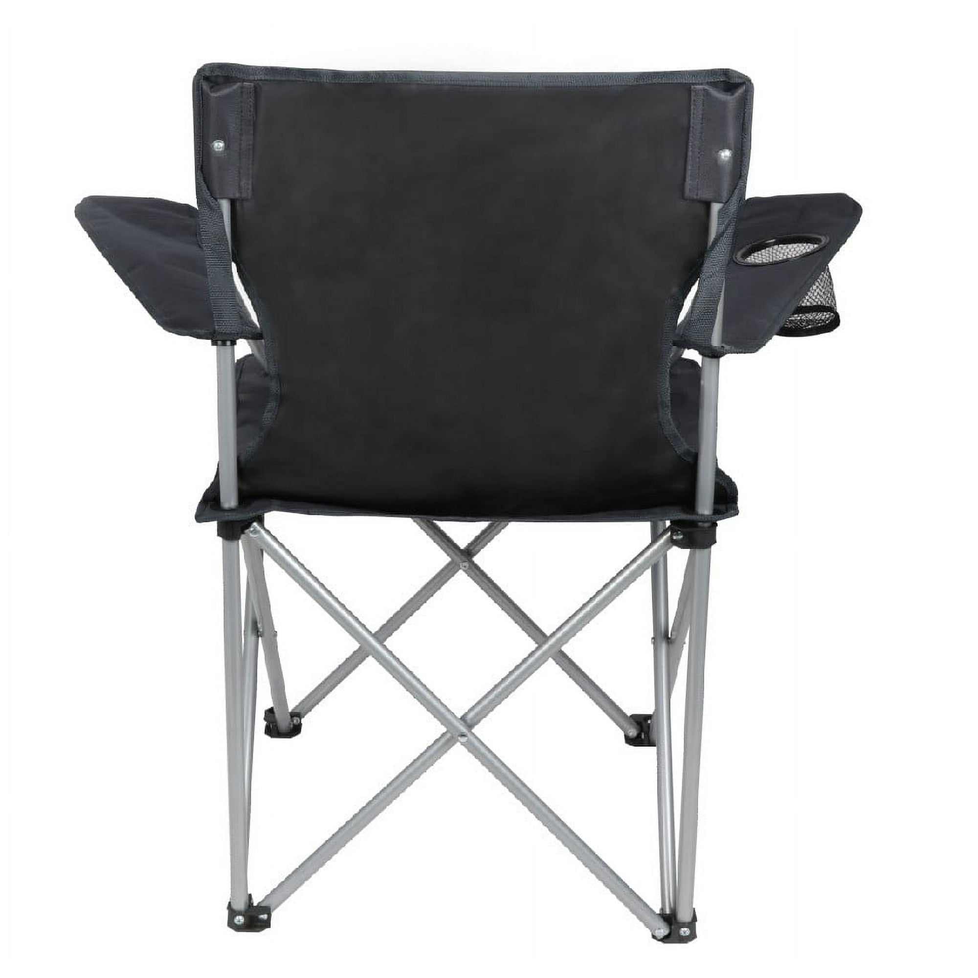 (6 pack) Ozark Trail Quad Folding Camp Chair with Cup Holder, Black